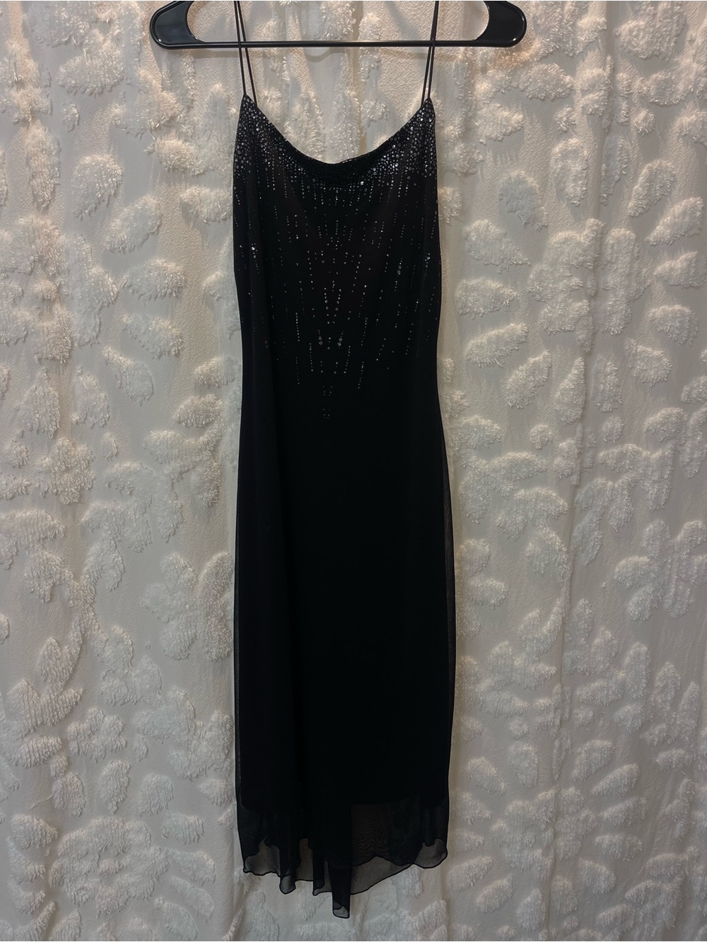 Vintage Iz Byer California Black ombré sequin maxi dress with a flowy hem